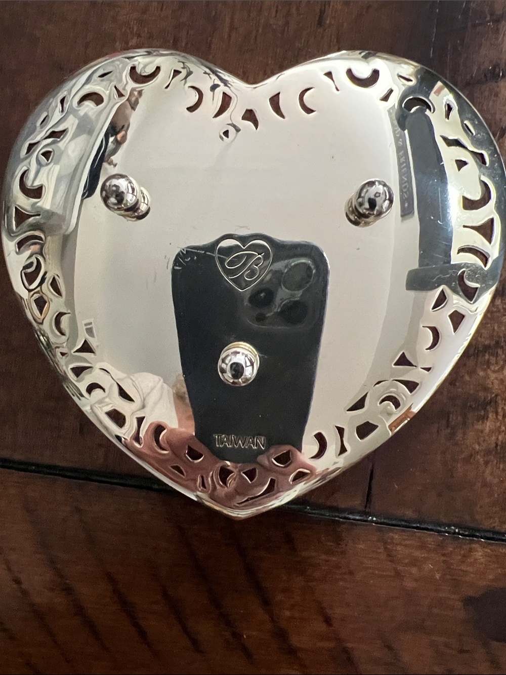 Brighton Heart-Shaped Silver Tone Ring Holder with Cream Enamel and Rhinestones - Picture 2 of 2